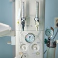 A device for resuscitation of infants and checking the child on the Apgar scale after delivery. Machine for oxygen supply and Royalty Free Stock Photo
