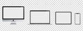 Device screen mockup. set of smartphone, tablet, laptop and monitor, blank screen mockup. Royalty Free Stock Photo
