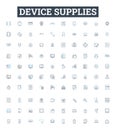 Device supplies vector line icons set. Device, Supplies, Accessories, Gadgets, Items, Parts, Components illustration