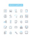 Device supplies vector line icons set. Device, Supplies, Accessories, Gadgets, Items, Parts, Components illustration