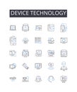 Device technology line icons collection. Communication nerk, Information technology, Surveillance system, Electronic