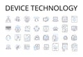 Device technology line icons collection. Communication nerk, Information technology, Surveillance system, Electronic