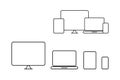 Device Vector Line Icons, isolated. Computer screen, Laptop, Tablet and Phone, Isolated on White Background in modern simple flat