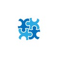 Puzzle teamwork logo design vector