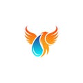 Abstract phoenix with water drop symbol