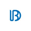 Abstract initial letter IDB logo vector blue Royalty Free Stock Photo