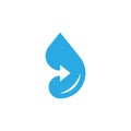 Blue waterdrop with arrow logo vector Royalty Free Stock Photo