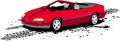 Cabrio car and tire prints vector art