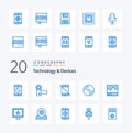 20 Devices Blue Color icon Pack. like hardware. devices. gadgets. phone. hardware