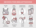 Devices for breastfeeding with milk or infant formula infographic