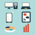 devices , computer and business icons set Royalty Free Stock Photo
