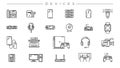 Devices concept line style vector icons set.