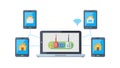 Devices Connected to a Smart WiFi Network, vector design Generative AI Royalty Free Stock Photo