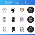 Devices for disabled people icons set