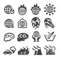 Global warming,greenhouse effect icon set