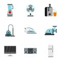 Devices for home icons set, flat style Royalty Free Stock Photo