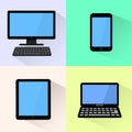 Devices icon. Black computer, laptop, tablet and smartphone. Royalty Free Stock Photo