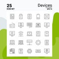 25 Devices Icon Set. 100% Editable EPS 10 Files. Business Logo Concept Ideas Line icon design Royalty Free Stock Photo