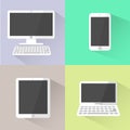 Devices icon. White computer, laptop, tablet and smart phone. Royalty Free Stock Photo