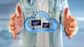 Devices like smartphone, tablet or computer displayed in a cloud Royalty Free Stock Photo