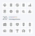 20 Devices Line icon Pack like image plus wifi minus tv