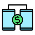 Devices money transfer icon color outline vector Royalty Free Stock Photo