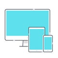 Devices related color line vector icon, illustration