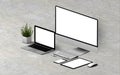 devices responsive on concrete background mockup