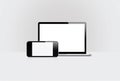 Devices Responsive set with blank screen saver isolated on grey background 3D Rendering