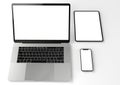 Devices for Responsive site mock-up laptop, phone, tablet Royalty Free Stock Photo