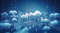 Devices seamlessly connected to a cloud, with data flowing between them, demonstrating the flexibility and scalability of cloud Royalty Free Stock Photo