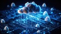 Devices seamlessly connected to a cloud, with data flowing between them, demonstrating the flexibility and scalability of cloud Royalty Free Stock Photo