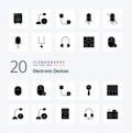 20 Devices Solid Glyph icon Pack like big piano disconnected music music