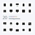 20 Devices Solid Glyph icon Pack like computer security technology laptop hardware