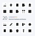 20 Devices Solid Glyph icon Pack. like equipment. electric. electronic. devices. set