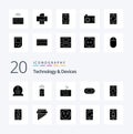 20 Devices Solid Glyph icon Pack like phone devices type cellphone printer