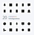 20 Devices Solid Glyph icon Pack like sharing devices cable computer tv