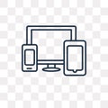 Devices vector icon isolated on transparent background, linear D