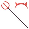 Devil accessories icon. Trident and horns. Hell symbols Royalty Free Stock Photo