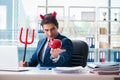 The devil angry businessman in the office Royalty Free Stock Photo