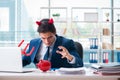 The devil angry businessman in the office Royalty Free Stock Photo