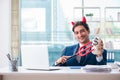 The devil angry businessman in the office Royalty Free Stock Photo