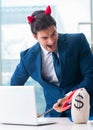 Devil angry businessman in the office Royalty Free Stock Photo