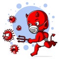 Devil baby pursue coronavirus covid 19 Royalty Free Stock Photo