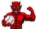 Devil Baseball Sports Mascot Holding Ball