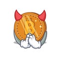 Devil bitcoin coin character cartoon