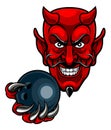 Devil Bowling Sports Mascot Royalty Free Stock Photo