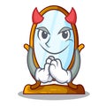 Devil cartoon big antique mirror in frame Royalty Free Stock Photo