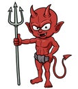 Devil cartoon holding a trident Royalty Free Stock Photo