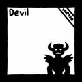 devil cartoon on memo card , illustration